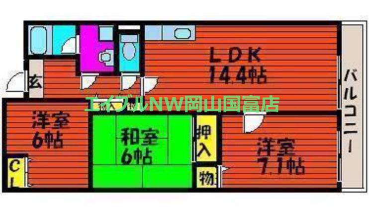 ラフィーネ住吉(3LDK/4階)の間取り写真