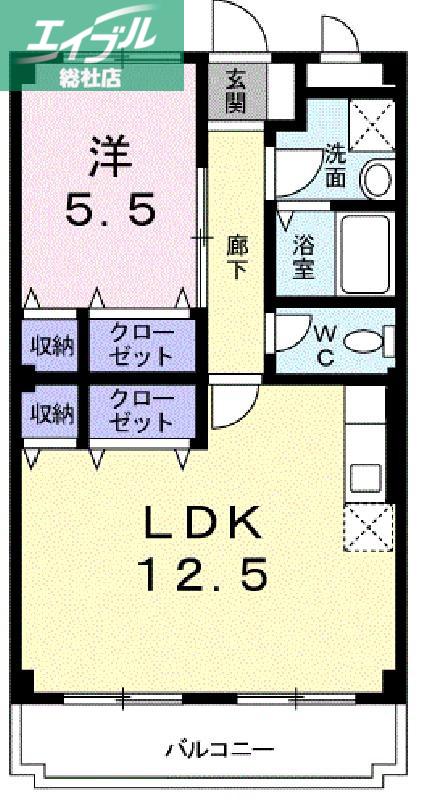 マンションエトランゼ(1LDK/2階)の間取り写真