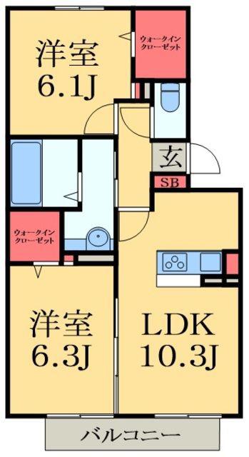 エオス仲久保(2LDK/2階)の間取り写真