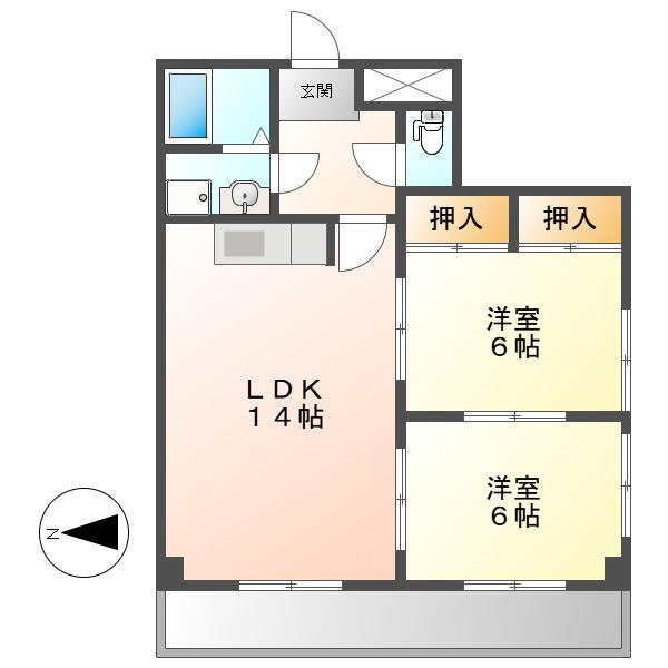 アベニュー泉(2LDK/7階)の間取り写真