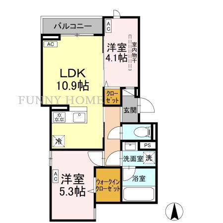 セレスティア上北沢(2LDK/3階)の間取り写真