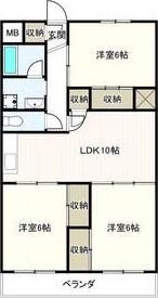 グランド三栄(3LDK/6階)の間取り写真