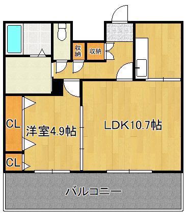 フェリシエ三萩野(1LDK/9階)の間取り写真