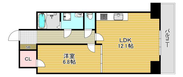 サムティ大阪ウエストグランジール(1LDK/3階)の間取り写真