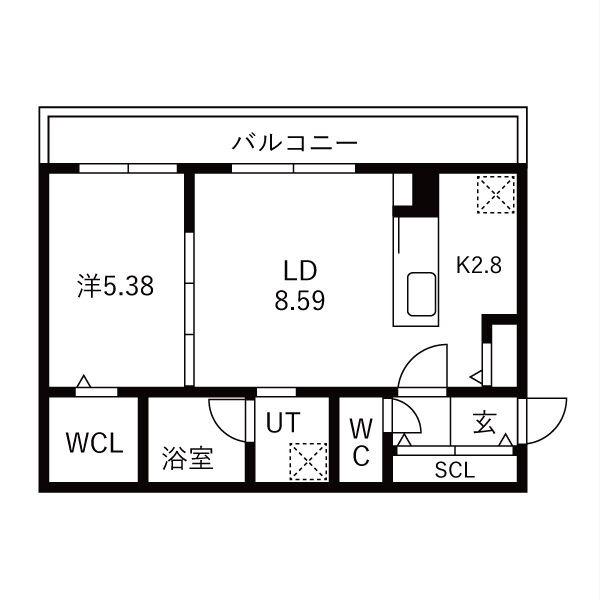 VILLAGE KOTONIヴィレッジ琴似(1LDK/4階)の間取り写真