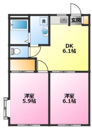 レオパレスANNEX新川崎(2DK/1階)の間取り写真
