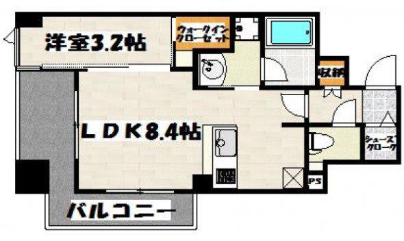 エトゥール博多駅北(1LDK/8階)の間取り写真