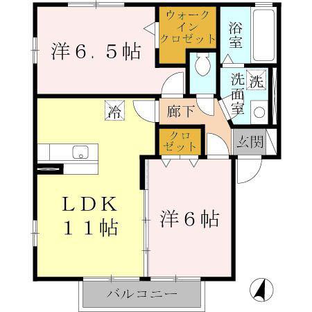 パストラル福田A棟(2LDK/1階)の間取り写真