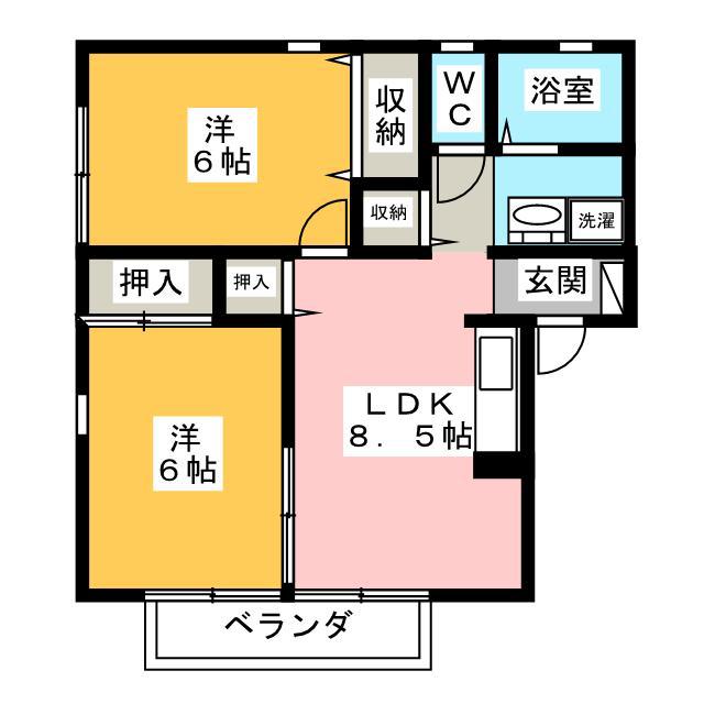 コーポルグラン(2LDK/2階)の間取り写真