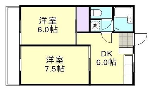 グランドールマンション(2DK/1階)の間取り写真