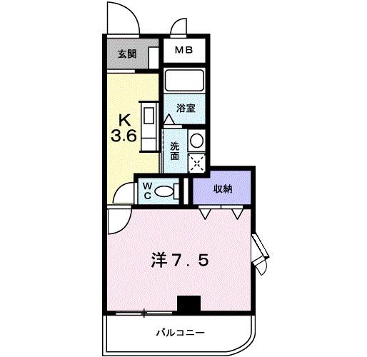 サンパティーク(1K/3階)の間取り写真