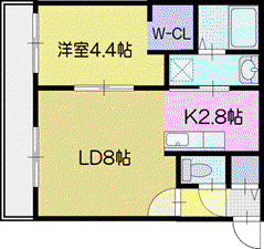 ONE レジデンス 千歳(1LDK/3階)の間取り写真