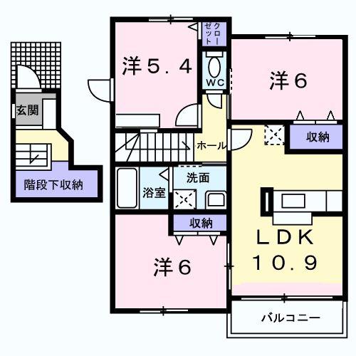 クレールメゾンA(3LDK/2階)の間取り写真