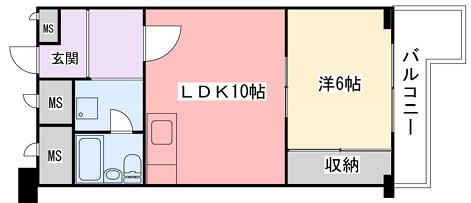 メゾン中村(1LDK/7階)の間取り写真