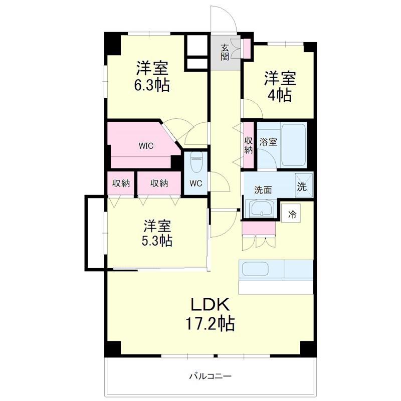 クラウドクレスト栄町(3LDK/7階)の間取り写真