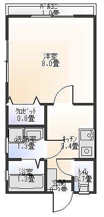 ノースビュー福重(1K/1階)の間取り写真