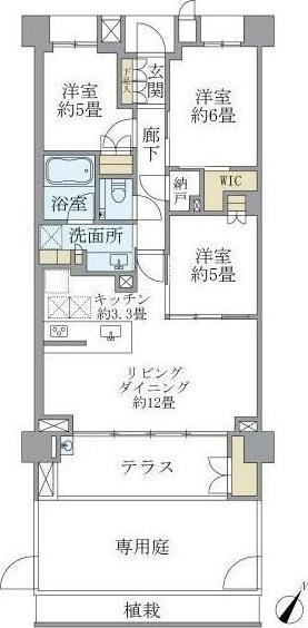 BRILLIA鷺沼(3LDK/1階)の間取り写真