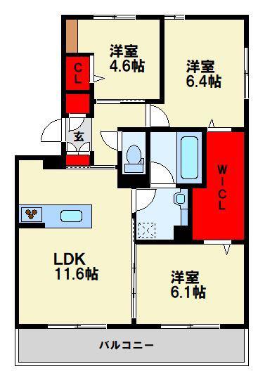 D-ROOM鷹の巣2丁目(3LDK/2階)の間取り写真