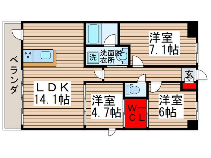ボワ・デ・コガネ(3LDK/10階)の間取り写真