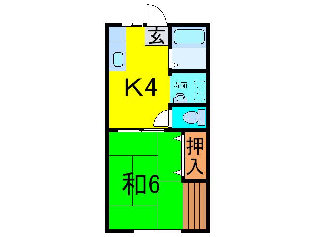 サンプレジオB(1K/2階)の間取り写真