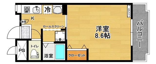 館アズビック(1K/4階)の間取り写真