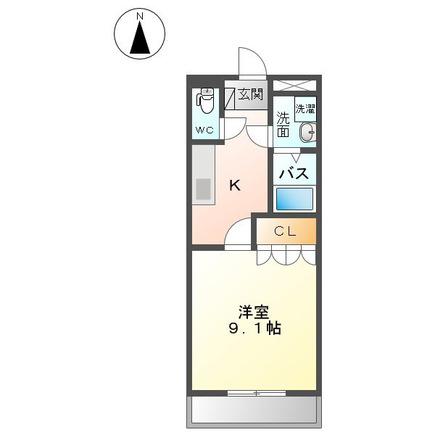 アシューレ(1K/2階)の間取り写真