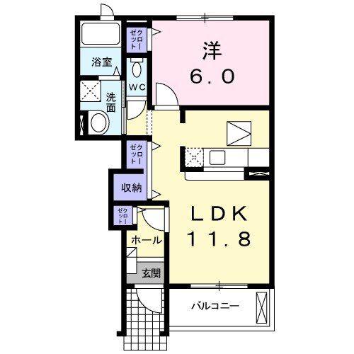 クレール II(1LDK/1階)の間取り写真