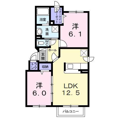 ブリューテ(2LDK/3階)の間取り写真