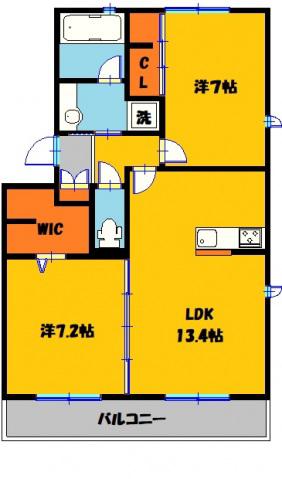 ＪＲ日光線 鶴田駅 徒歩37分 3階建 築6年(2LDK/1階)の間取り写真