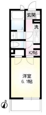 JHK浦和仲町(1K/4階)の間取り写真