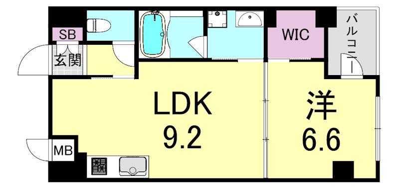 アーデンタワー北堀江(1LDK/10階)の間取り写真