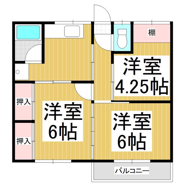 国分コーポ(2K/2階)の間取り写真