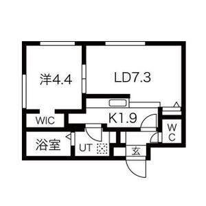 ALIVIO西町(1LDK/1階)の間取り写真