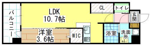 オーヴィジョンQULAS小倉金田(1LDK/7階)の間取り写真