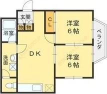SINCEREグランドヒル21(2DK/2階)の間取り写真