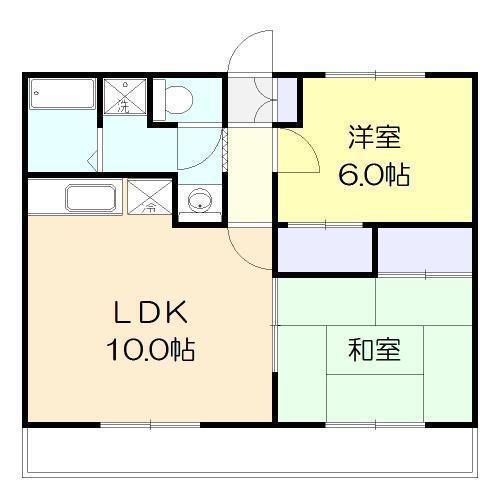 メゾンドTAHARA(2LDK/2階)の間取り写真