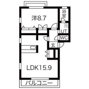 ピーチプレイス(1LDK/3階)の間取り写真