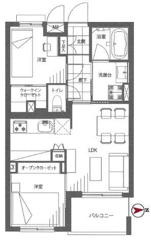 ロイヤルエクセラージュ市ヶ谷二十騎町(2LDK/1階)の間取り写真