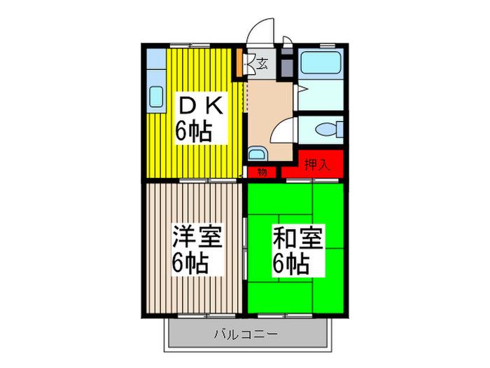 サンビレッジ日進A(2DK/1階)の間取り写真