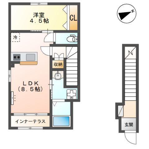 BON LYON (1LDK/2階)の間取り写真