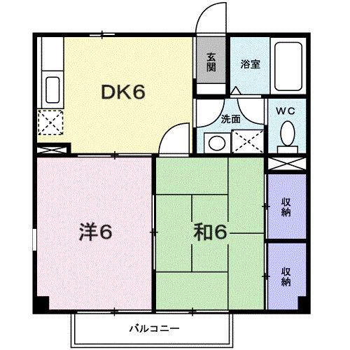 グリーンビラ六甲(2DK/1階)の間取り写真