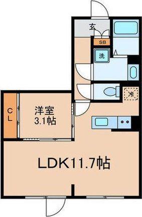 GRAN PASEO 三軒茶屋(1LDK/4階)の間取り写真