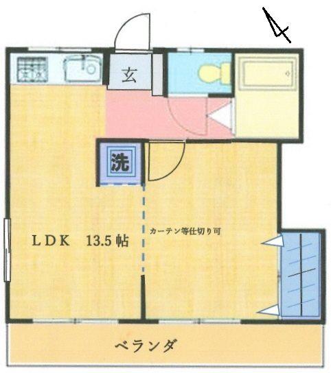 コーポ洋山(ワンルーム/1階)の間取り写真