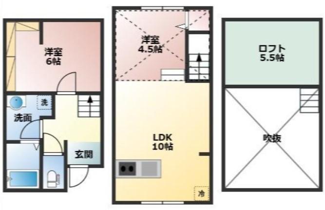 AKURA平井(1LDK/1階)の間取り写真