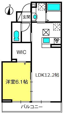 CASA DATE B(1LDK/1階)の間取り写真