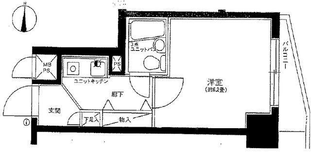 ライオンズマンション大山第6(1K/5階)の間取り写真