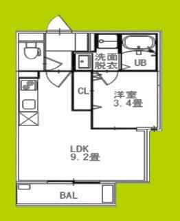リテラス光善寺(1LDK/2階)の間取り写真