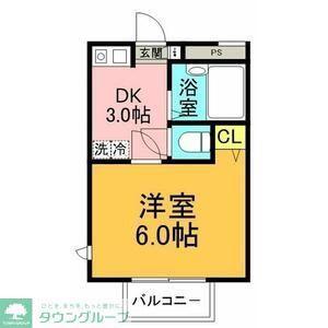 ヒルトップ鶴川(1K/2階)の間取り写真