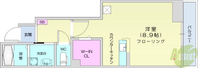 ベネフィスⅡ(ワンルーム/1階)の間取り写真