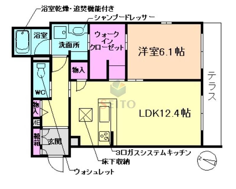 BONRAVIN TOYONAKA PREMIER(1LDK/1階)の間取り写真